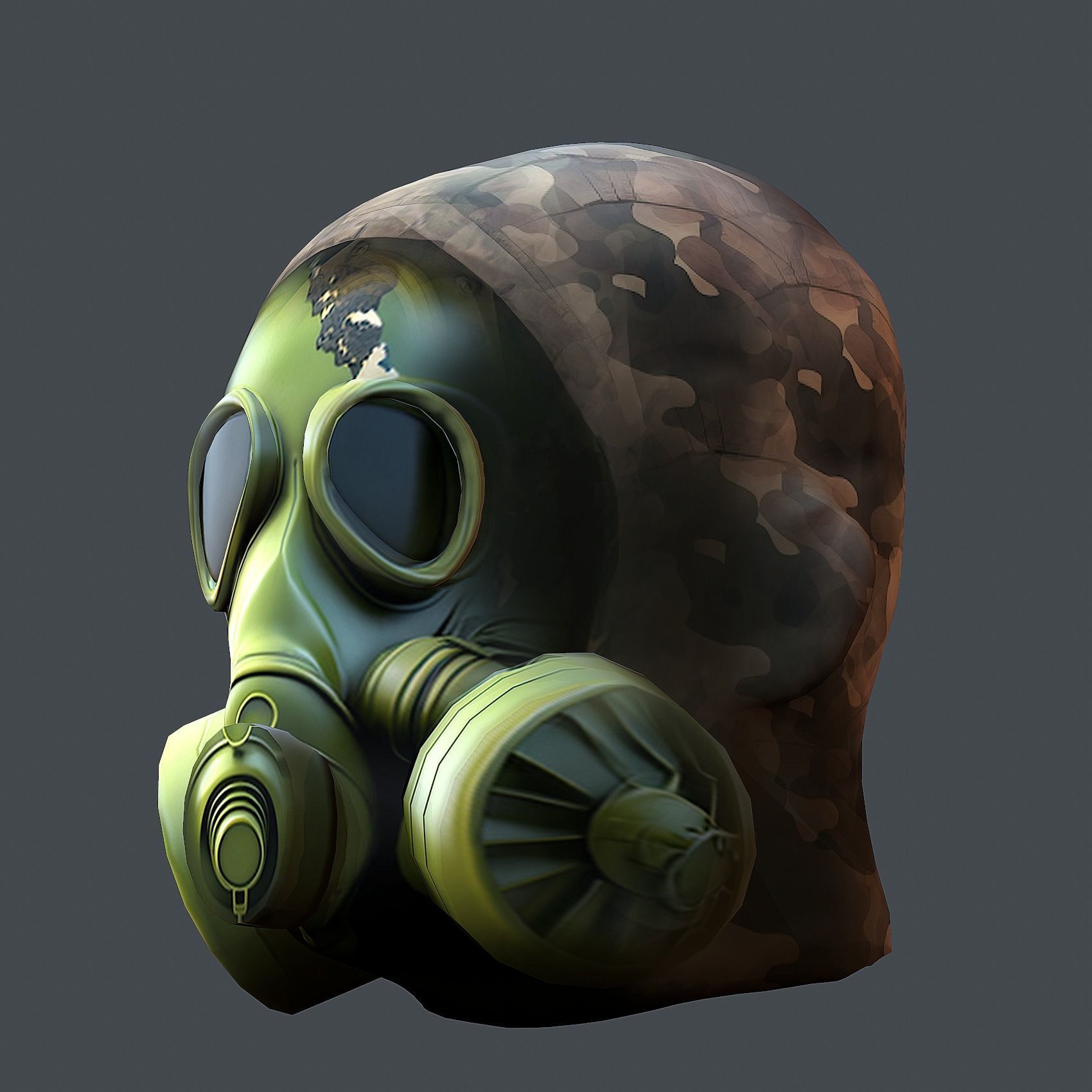 helmet Gas mask 3d model military combat Low-poly Low-poly 3D model_6
