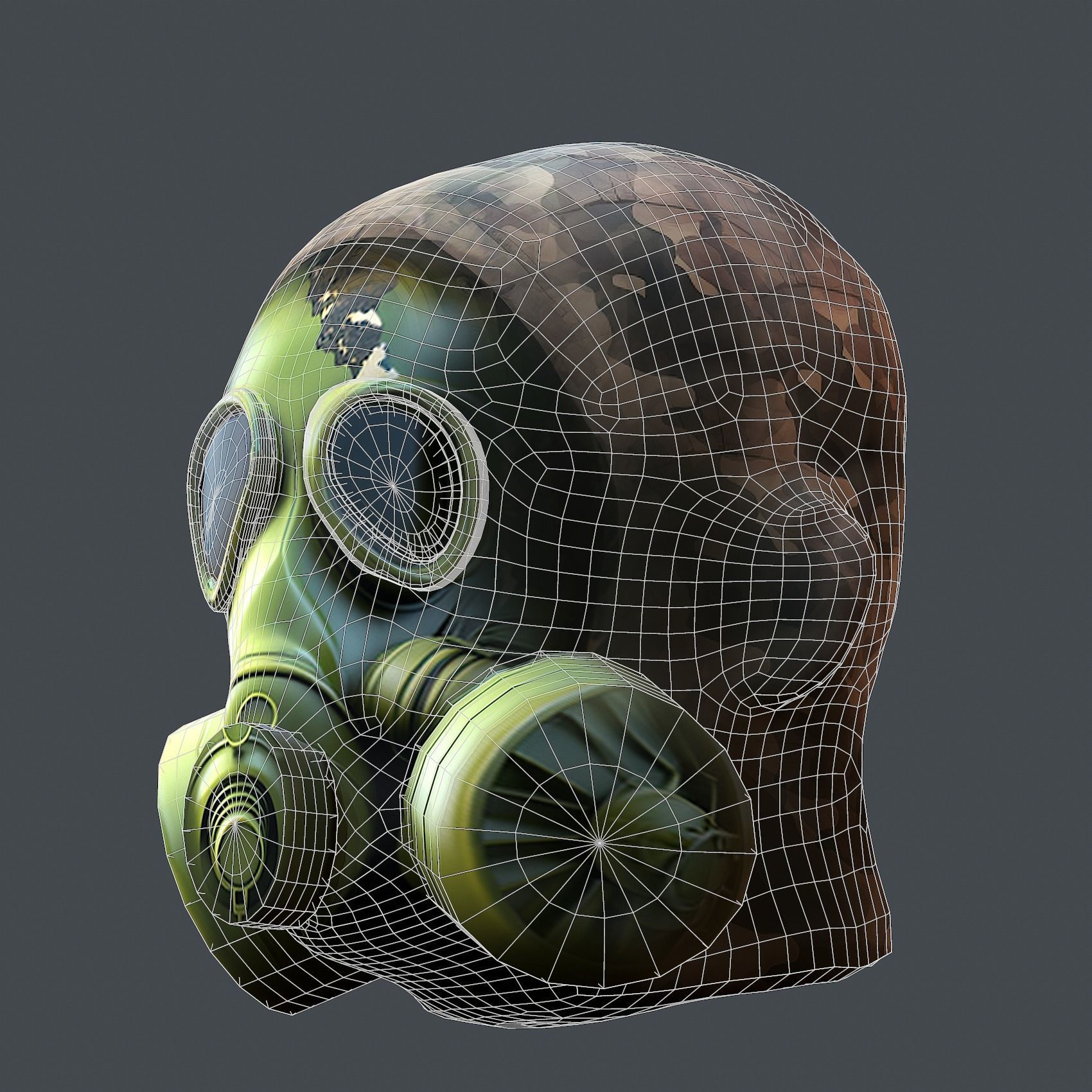 helmet Gas mask 3d model military combat Low-poly Low-poly 3D model_7