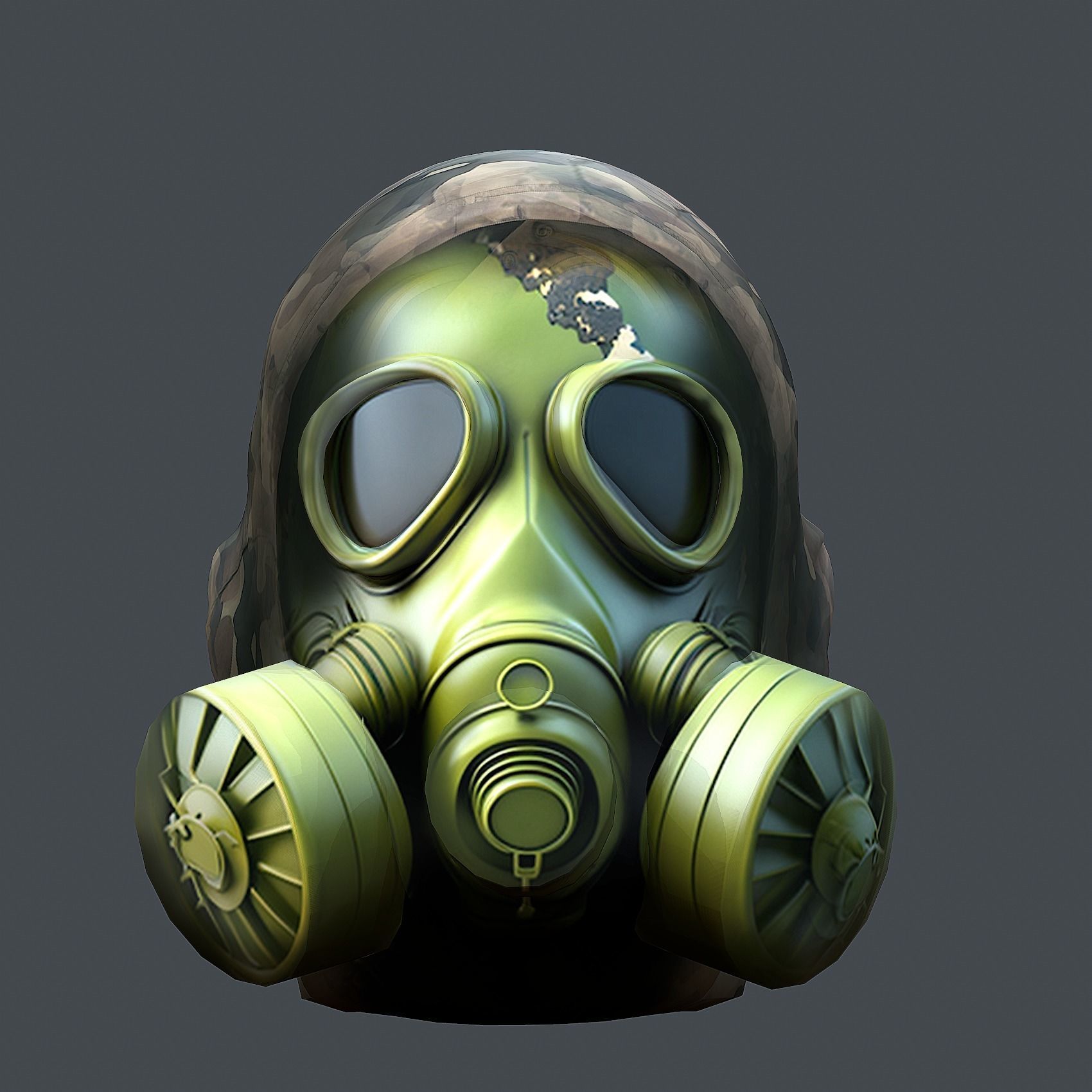 helmet Gas mask 3d model military combat Low-poly Low-poly 3D model_1