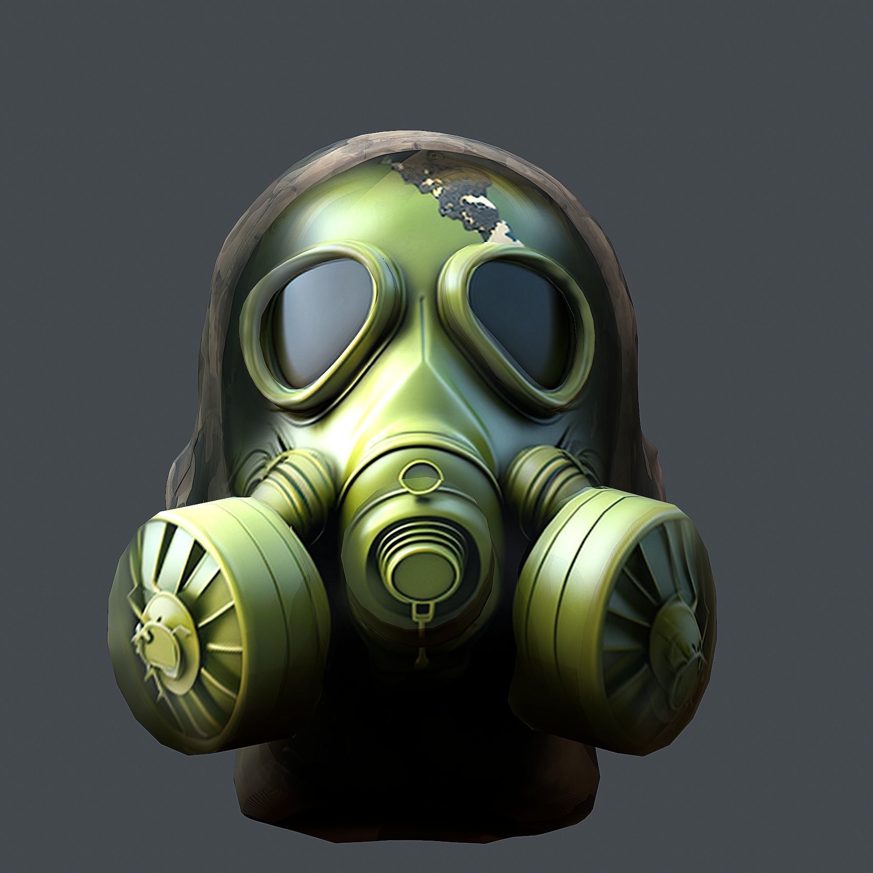 helmet Gas mask 3d model military combat Low-poly Low-poly 3D model_5