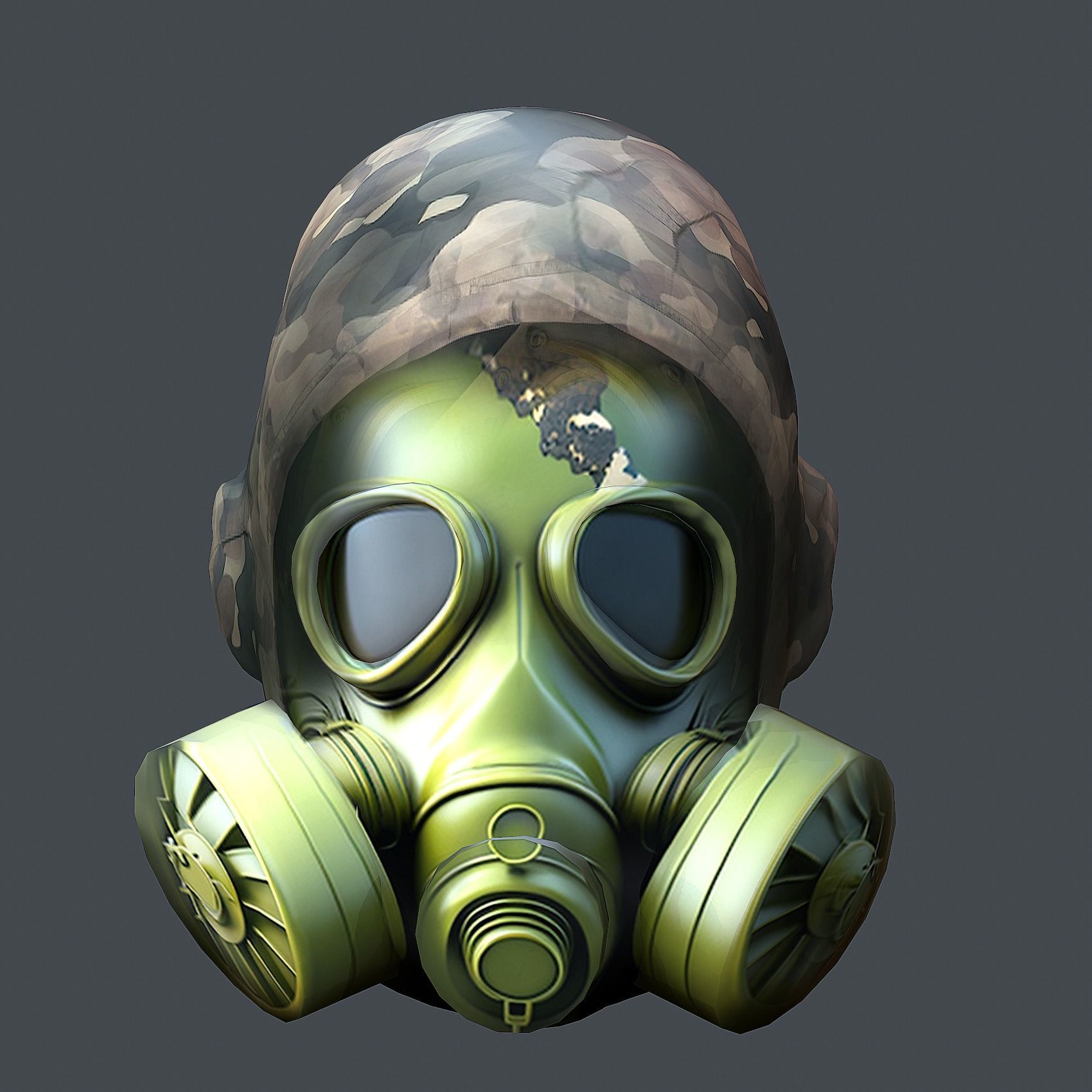 helmet Gas mask 3d model military combat Low-poly Low-poly 3D model_4