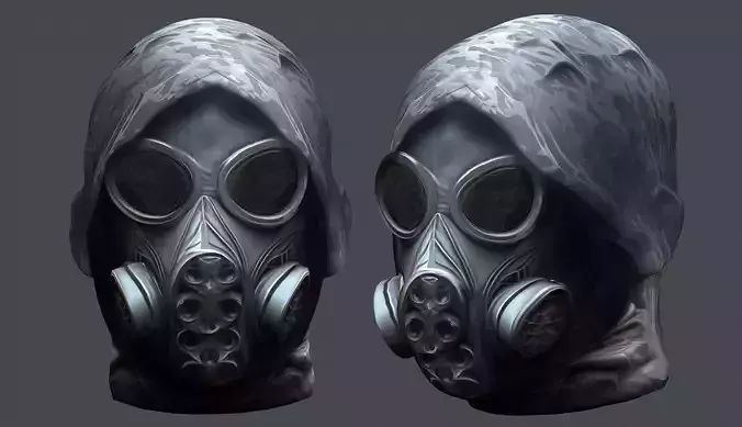 helmet Gas mask 3d model military combat Low-poly