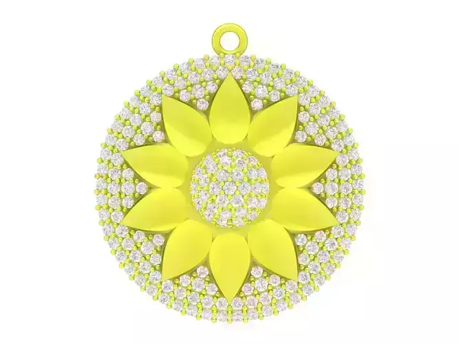 diamond sun flower pendant 4687