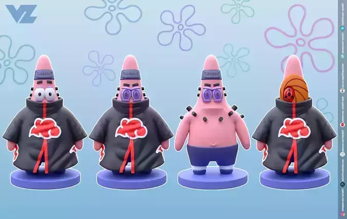Patrick Star Akatsuki - 4 in 1 - SpongeBob SquarePants X Naruto 3D print model