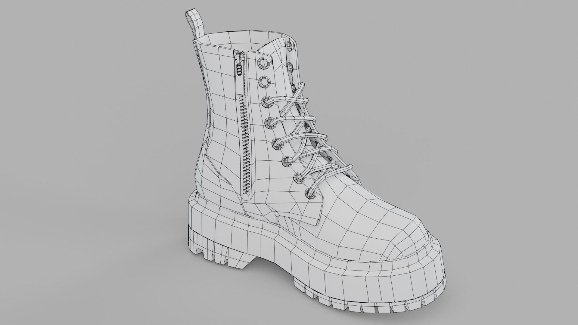 Dark Leather Boots Low-poly 3D model_14