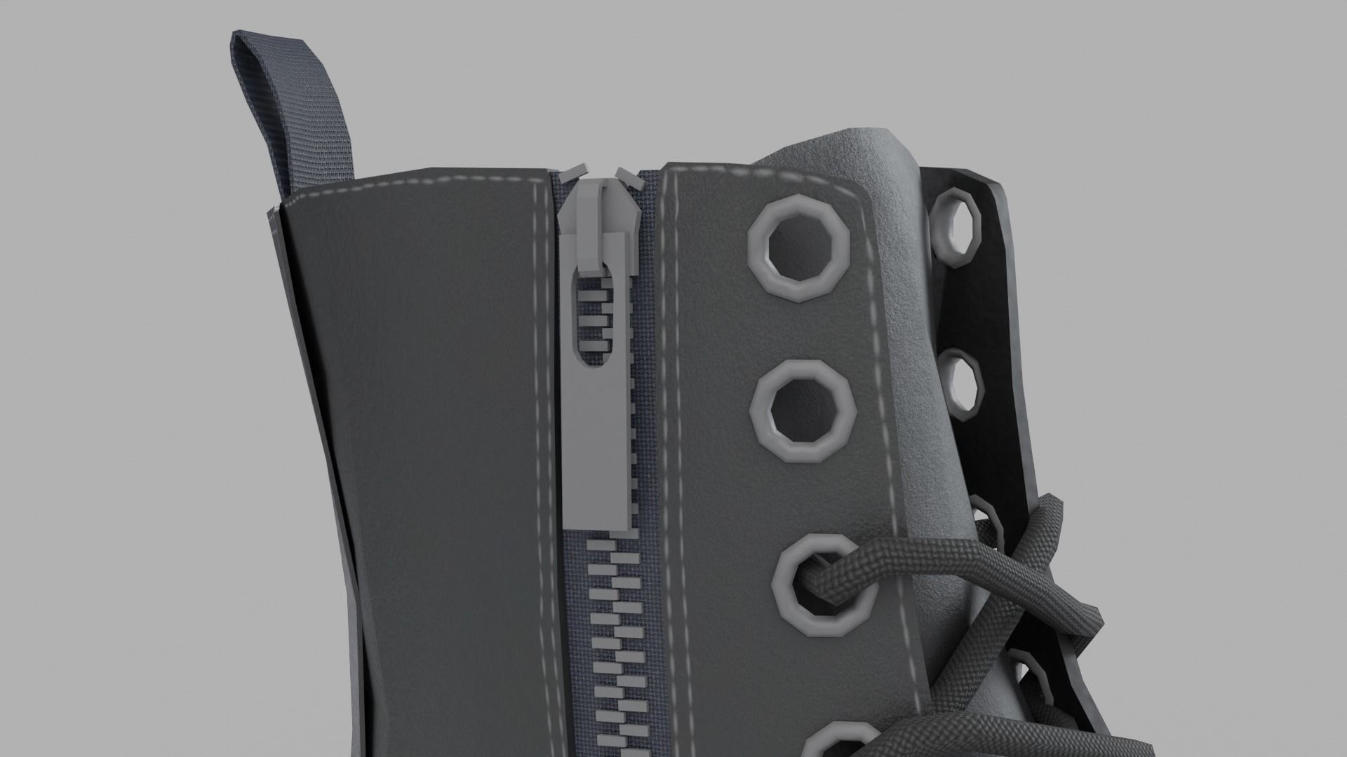 Dark Leather Boots Low-poly 3D model_10