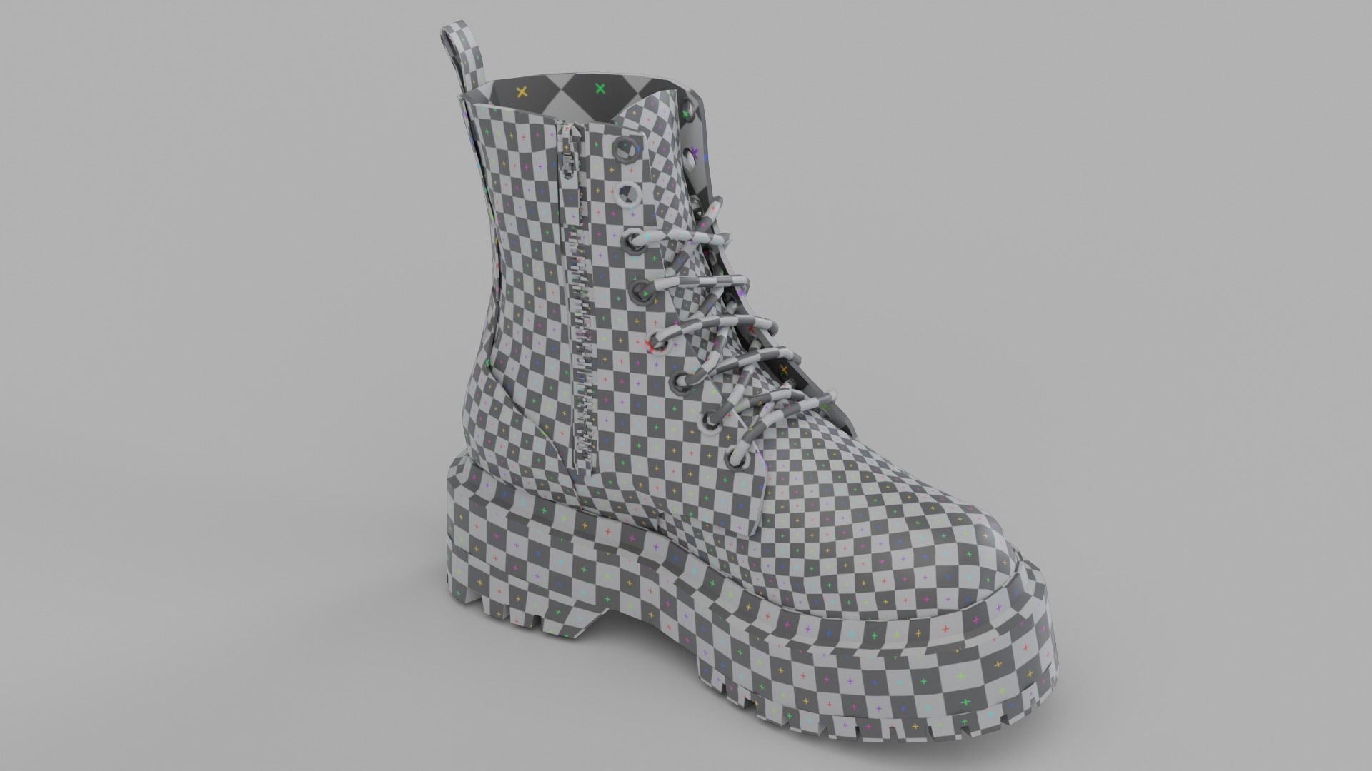 Dark Leather Boots Low-poly 3D model_19