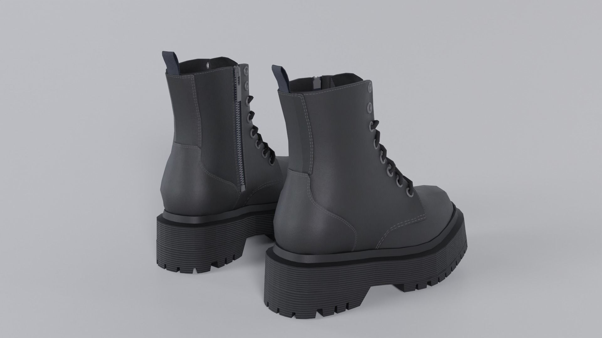 Dark Leather Boots Low-poly 3D model_5