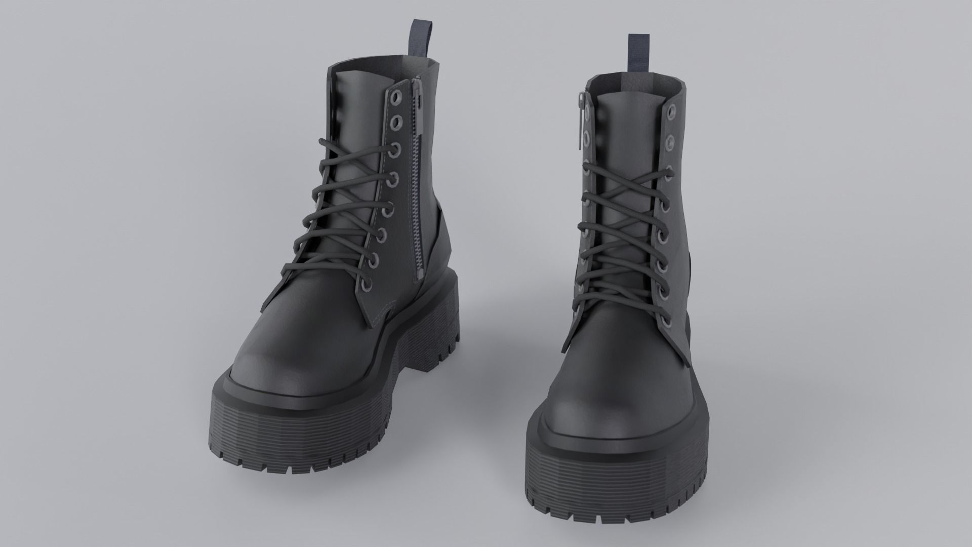 Dark Leather Boots Low-poly 3D model_2
