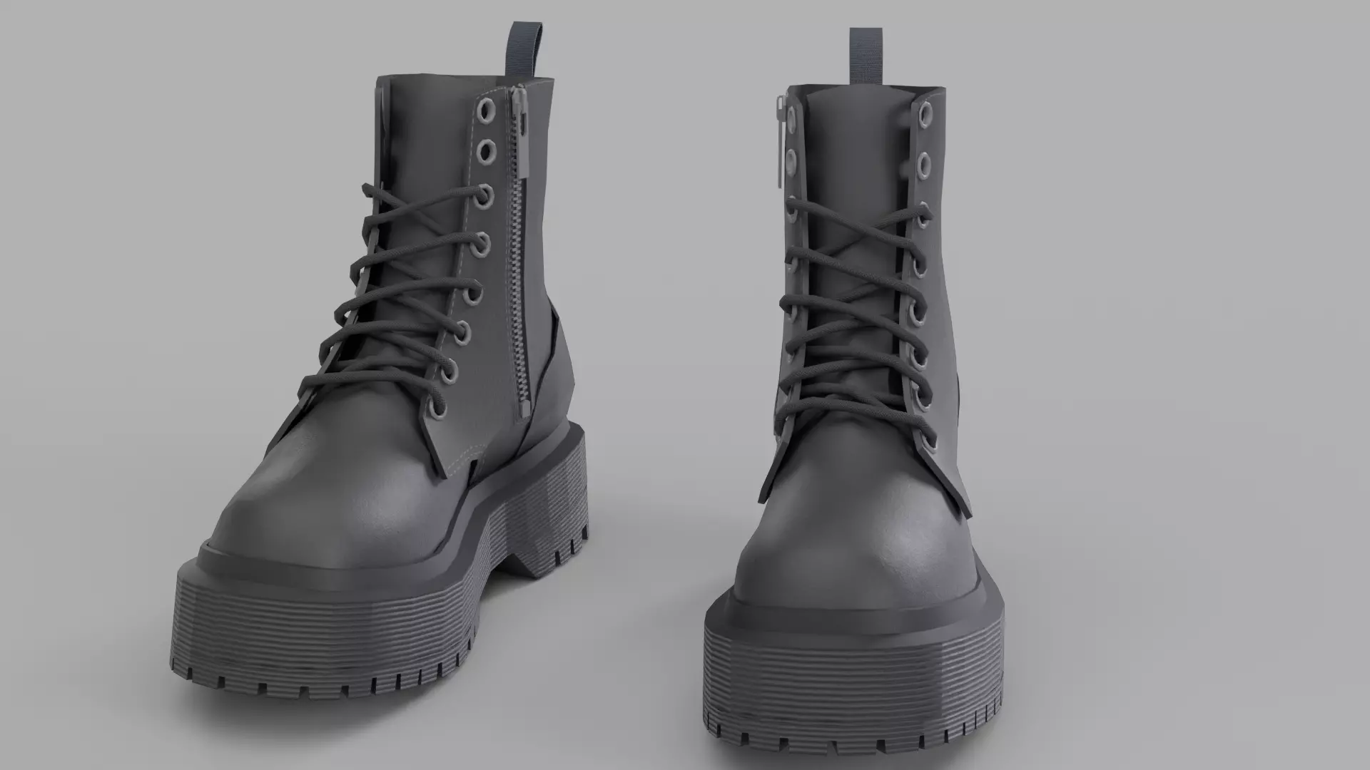 Dark Leather Boots Low-poly 3D model_0