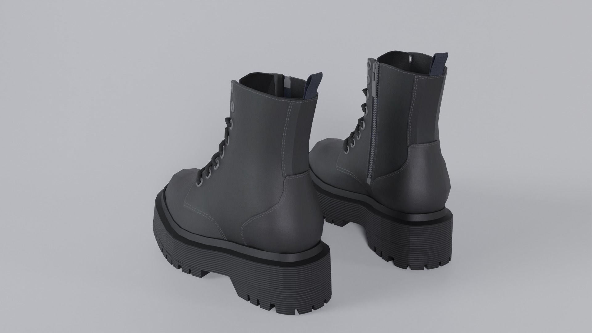 Dark Leather Boots Low-poly 3D model_6