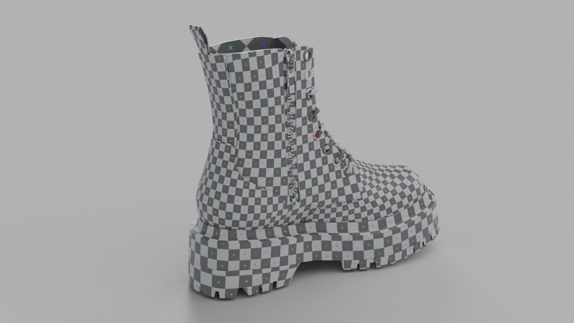 Dark Leather Boots Low-poly 3D model_22