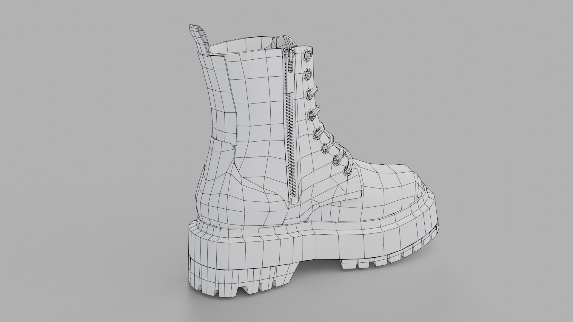 Dark Leather Boots Low-poly 3D model_17