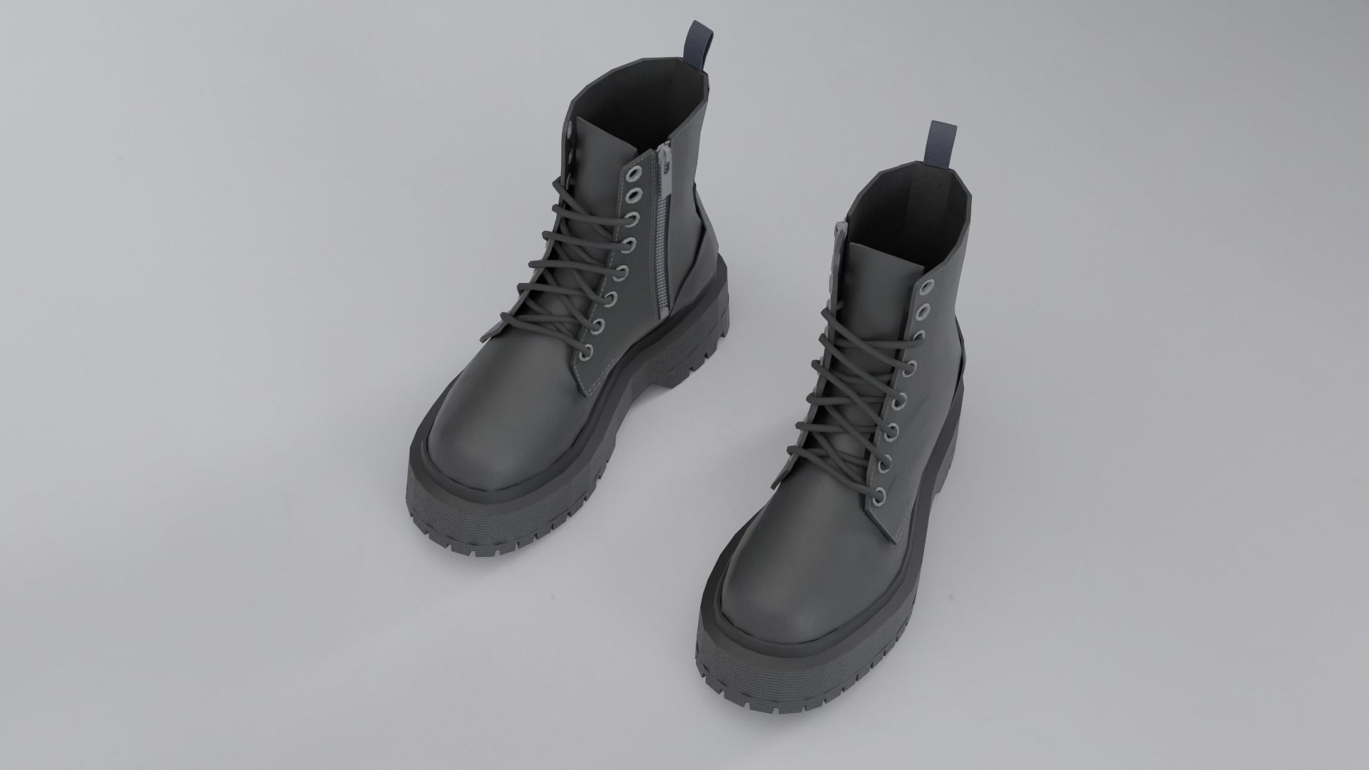 Dark Leather Boots Low-poly 3D model_7