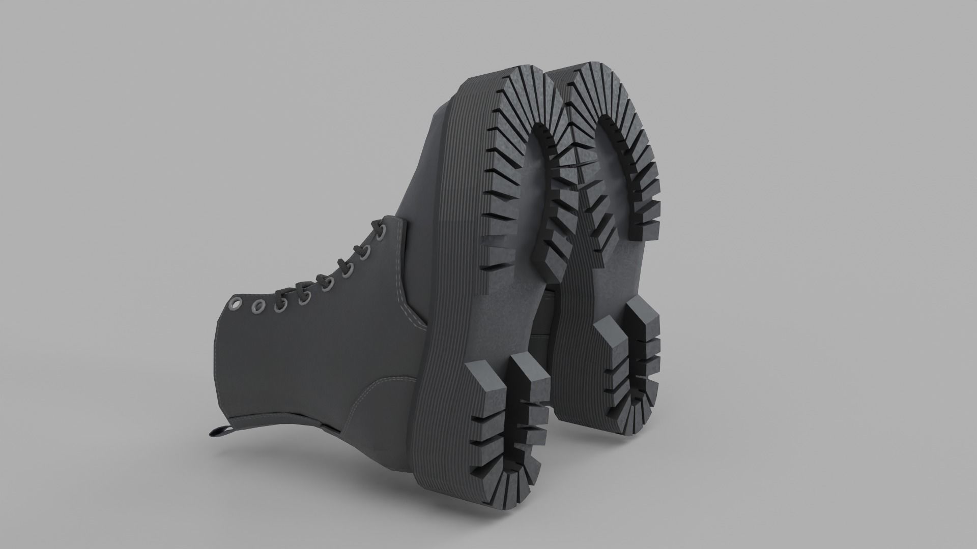 Dark Leather Boots Low-poly 3D model_11