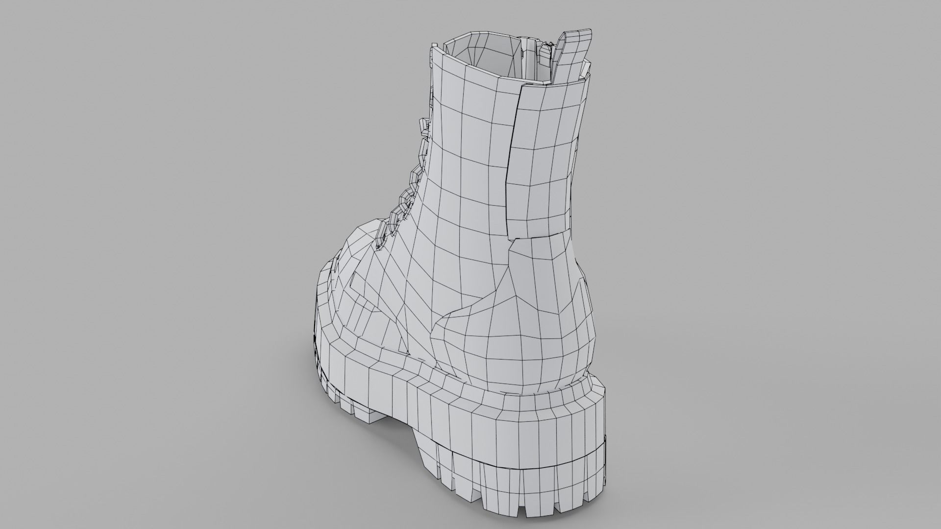 Dark Leather Boots Low-poly 3D model_16