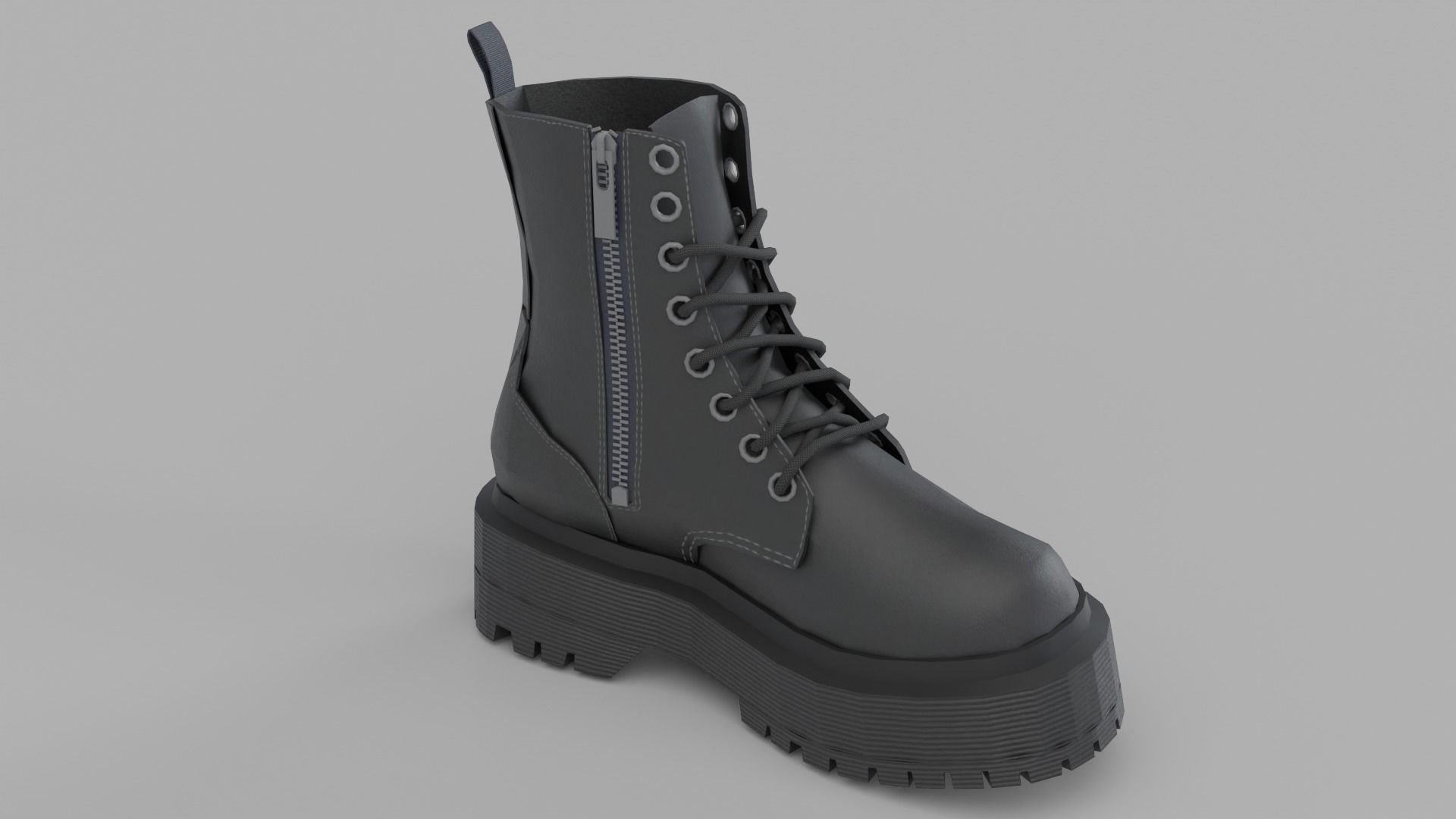 Dark Leather Boots Low-poly 3D model_13