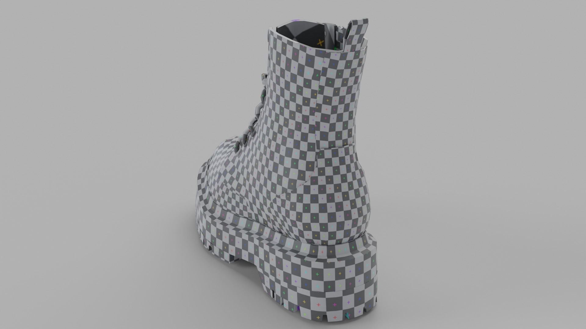 Dark Leather Boots Low-poly 3D model_21
