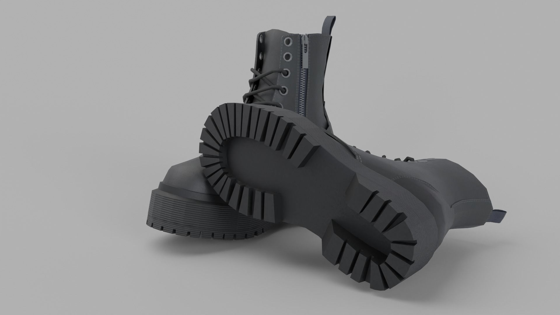 Dark Leather Boots Low-poly 3D model_12