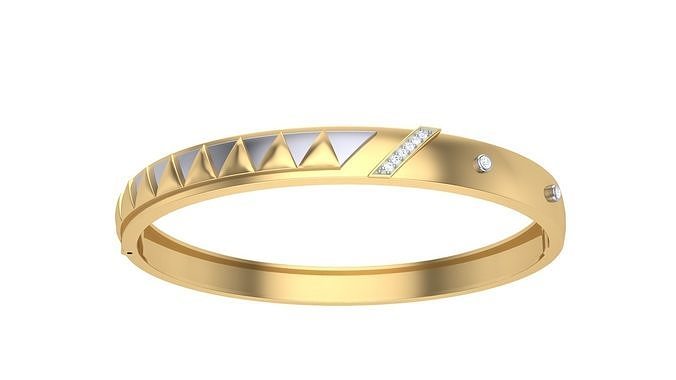 Bangles 3dm STL OBJ FBX Renders details gold bangle with diam... 3D print model