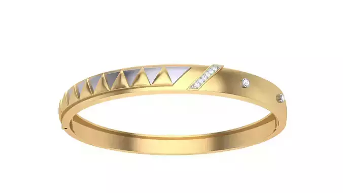 Bangles 3dm STL OBJ FBX Renders details gold bangle with diamonds and triangles