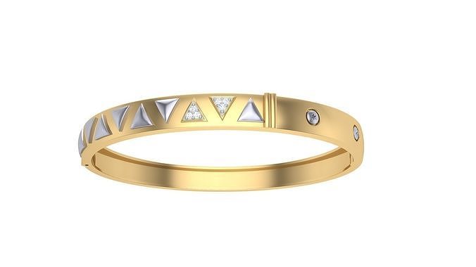 Bangles 3dm STL OBJ FBX Renders details gold bangle with diam... 3D print model