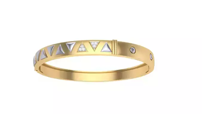 Bangles 3dm STL OBJ FBX Renders details gold bangle with diamonds and triangles