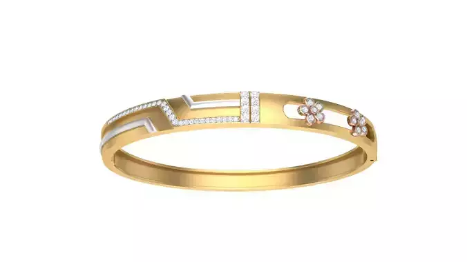Bangles 3dm STL OBJ FBX Renders details gold bangle with diamonds