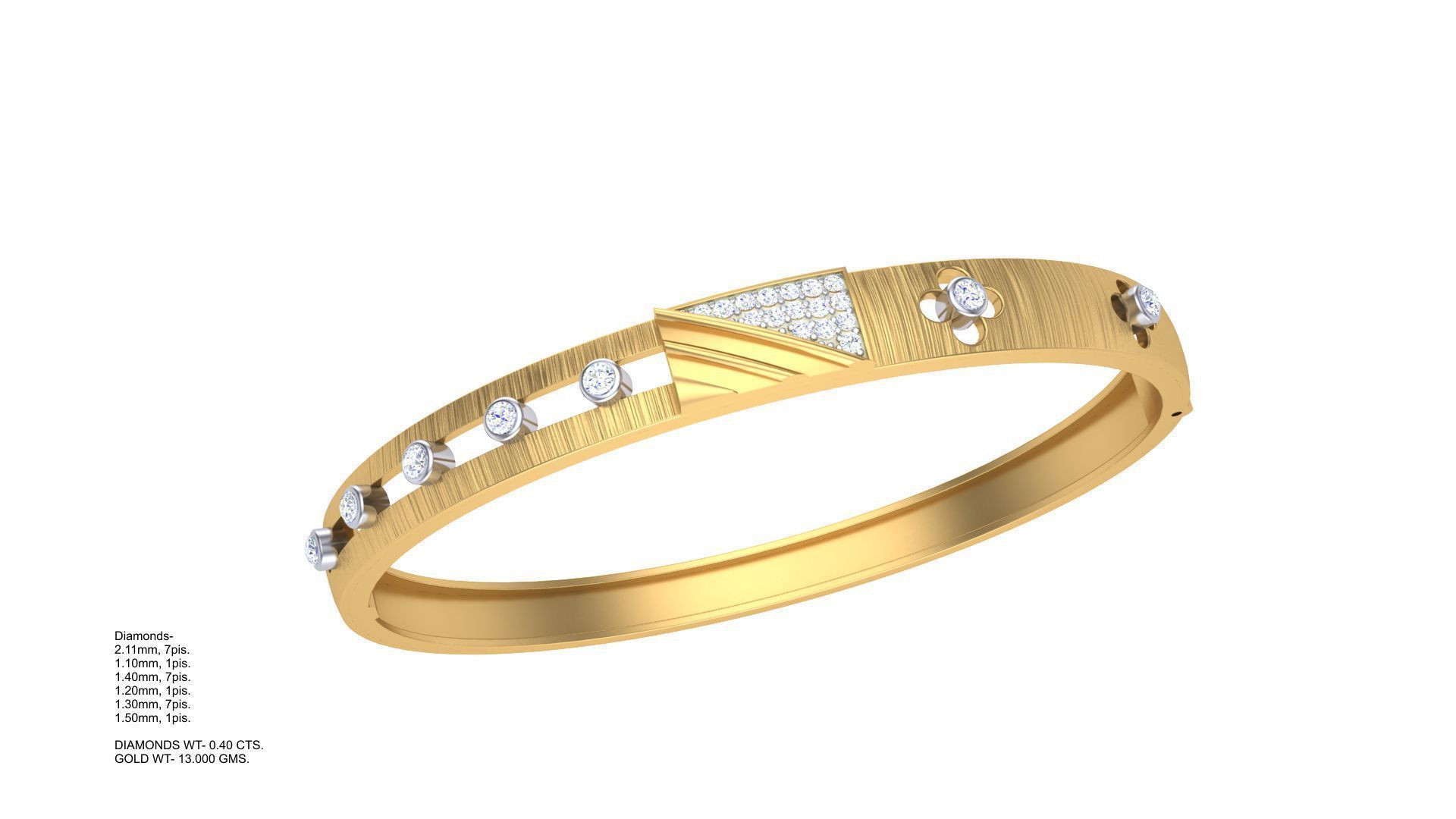 Bangles 3dm STL OBJ FBX Renders details gold bangle with diam... 3D print model_1