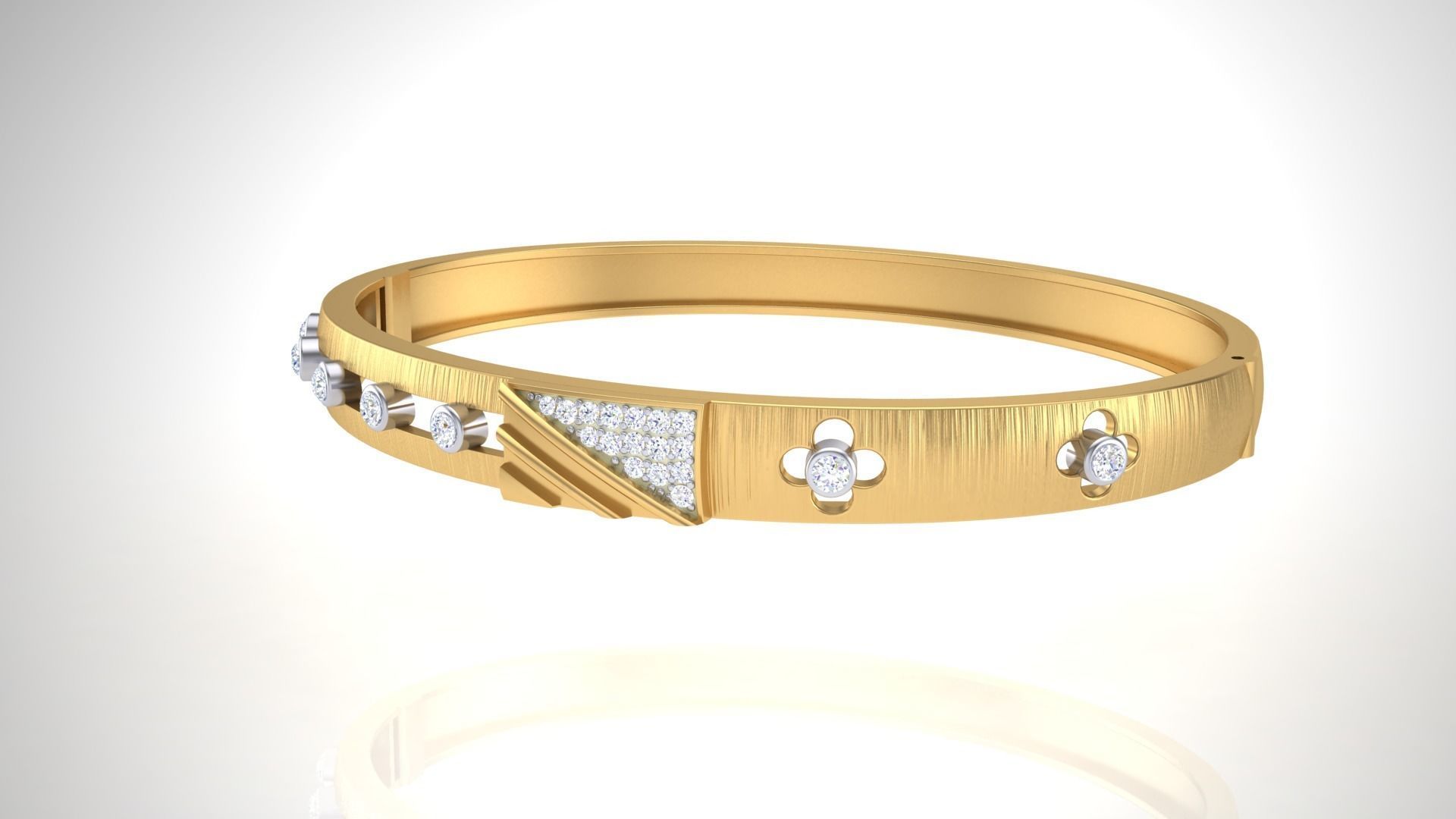 Bangles 3dm STL OBJ FBX Renders details gold bangle with diam... 3D print model_4