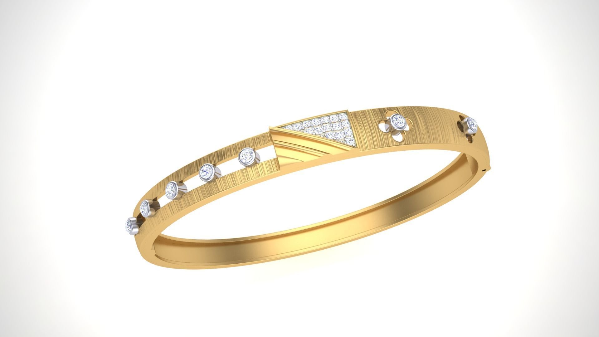 Bangles 3dm STL OBJ FBX Renders details gold bangle with diam... 3D print model_2