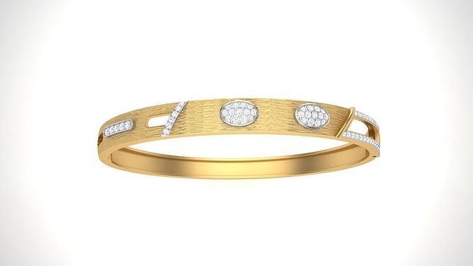 Bangles 3dm STL OBJ FBX Renders details gold bangle with diam... 3D print model