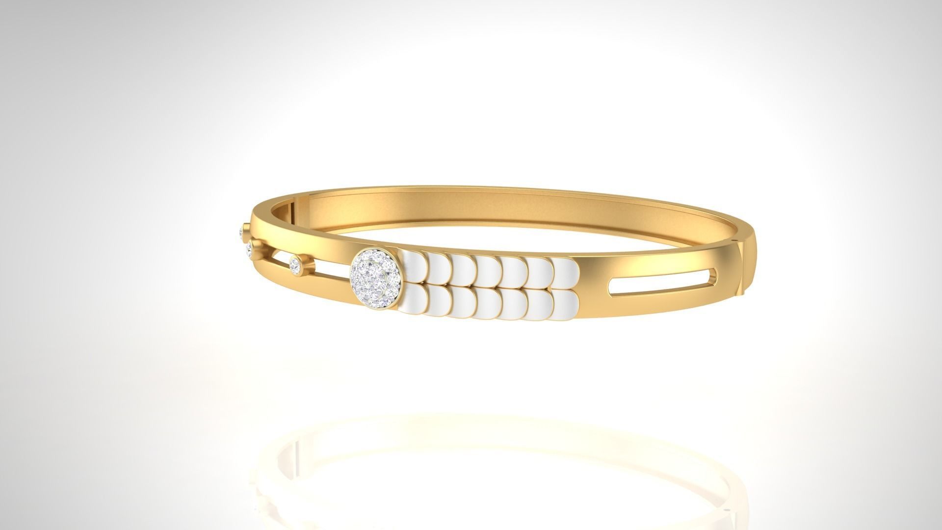 Bangles 3dm STL OBJ FBX Renders details gold ring with diamonds 3D print model_4