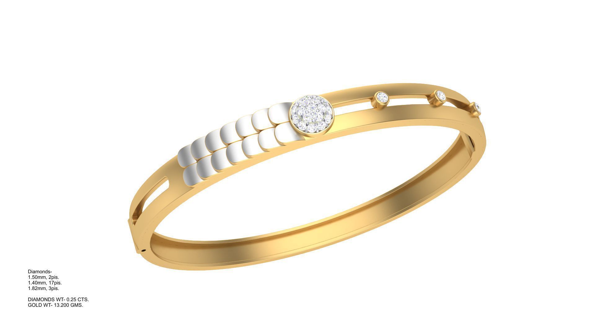 Bangles 3dm STL OBJ FBX Renders details gold ring with diamonds 3D print model_1