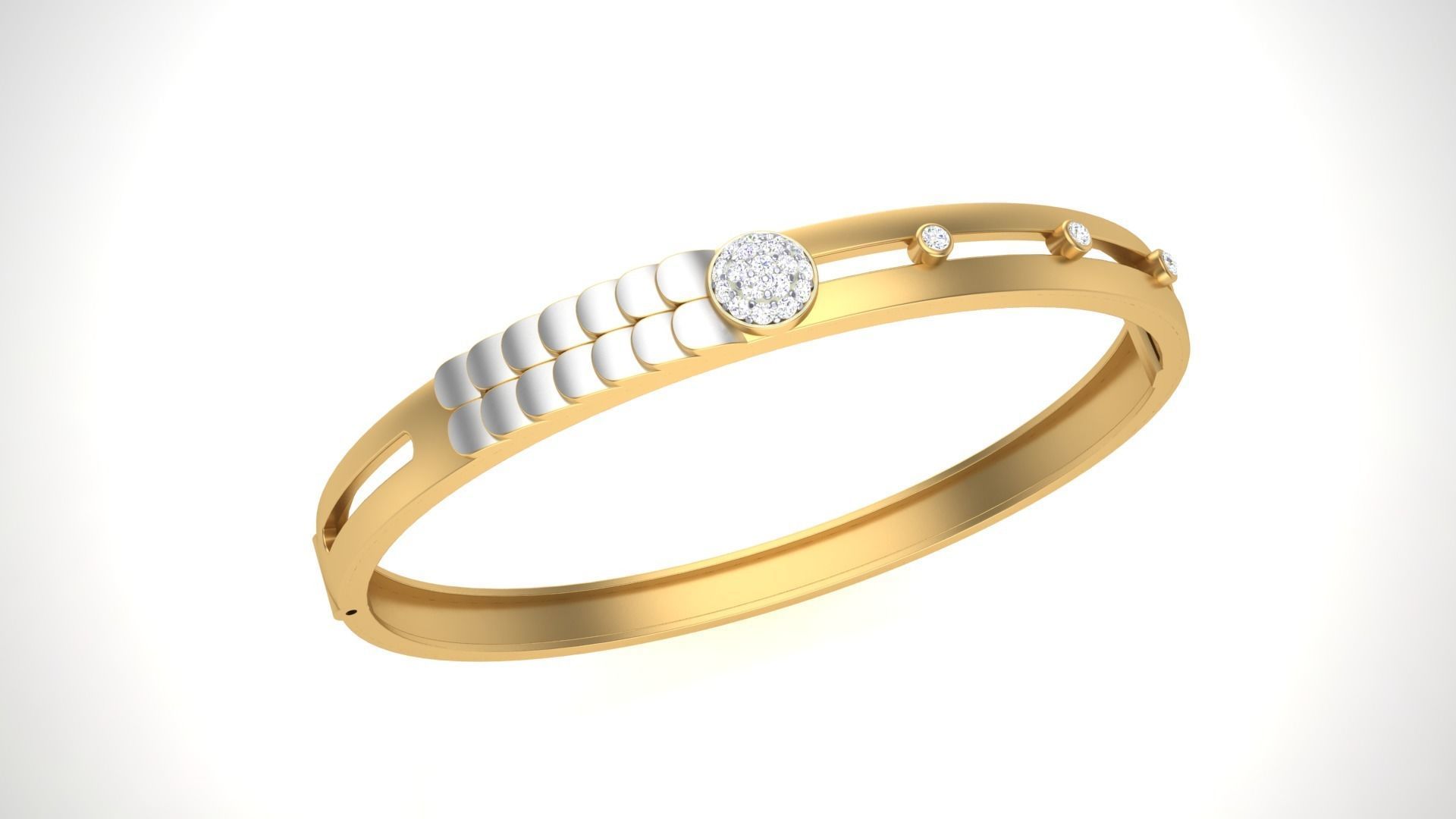 Bangles 3dm STL OBJ FBX Renders details gold ring with diamonds 3D print model_2