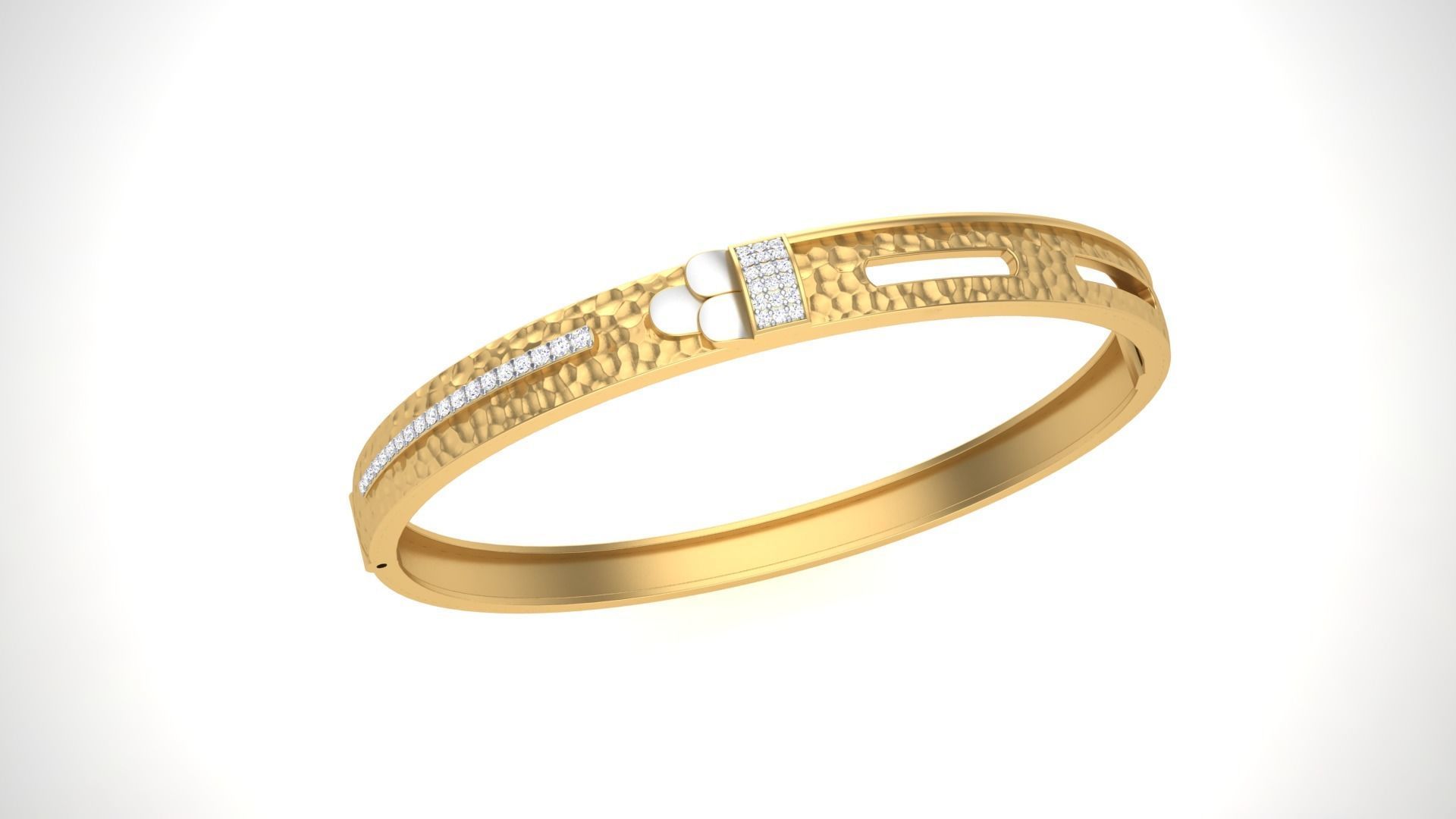 Bangles 3dm STL OBJ FBX Renders details gold bangle with diam... 3D print model_2