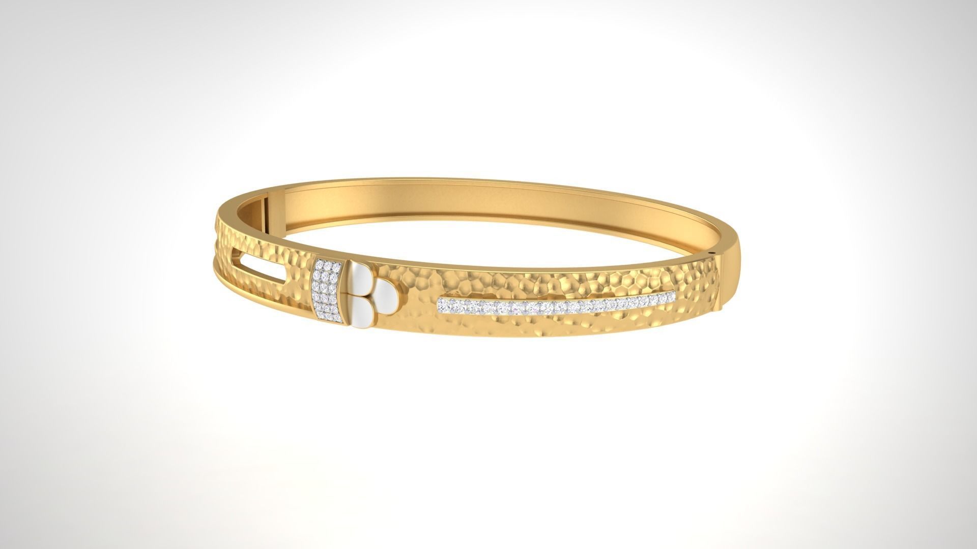 Bangles 3dm STL OBJ FBX Renders details gold bangle with diam... 3D print model_4
