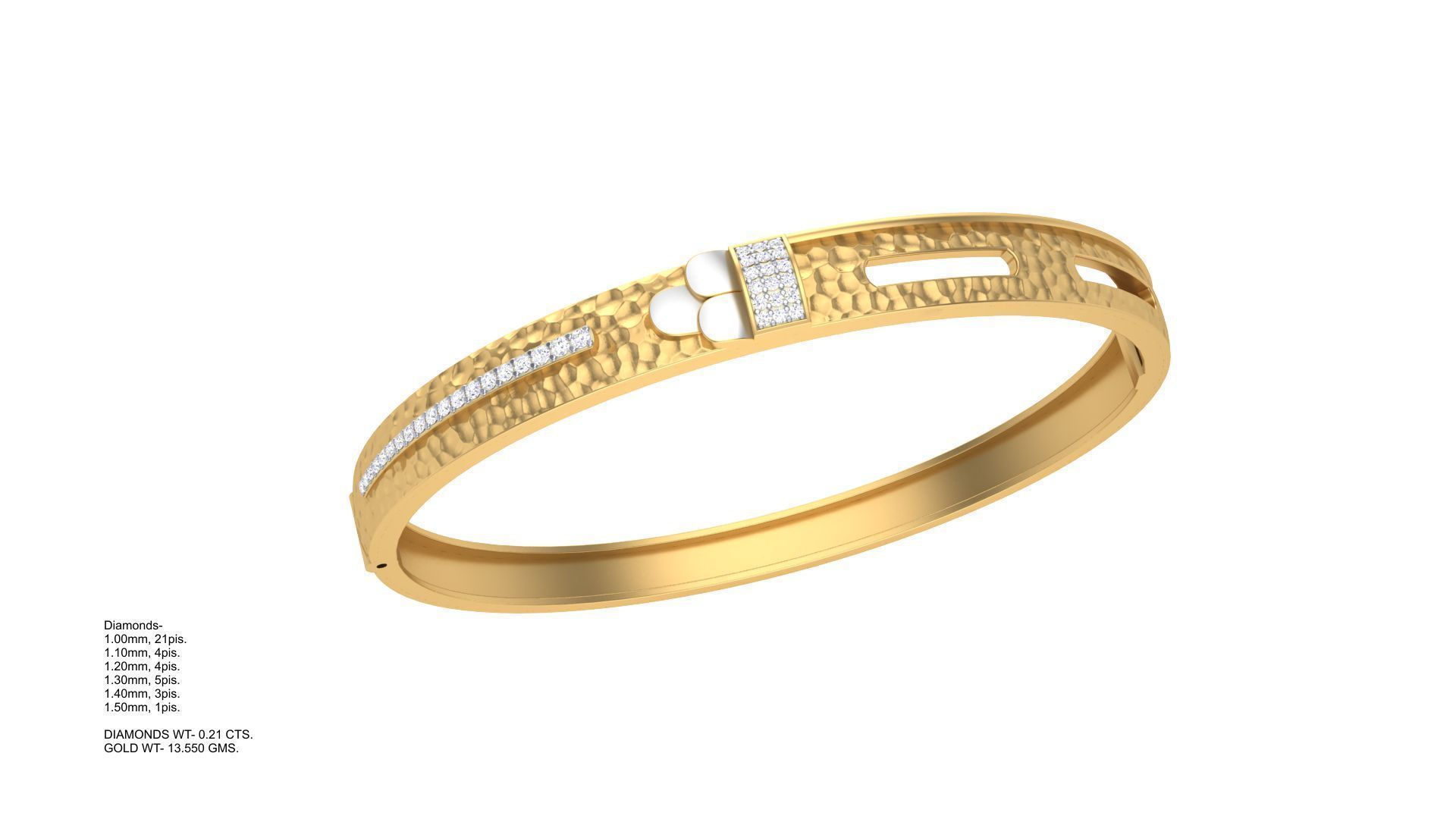 Bangles 3dm STL OBJ FBX Renders details gold bangle with diam... 3D print model_1
