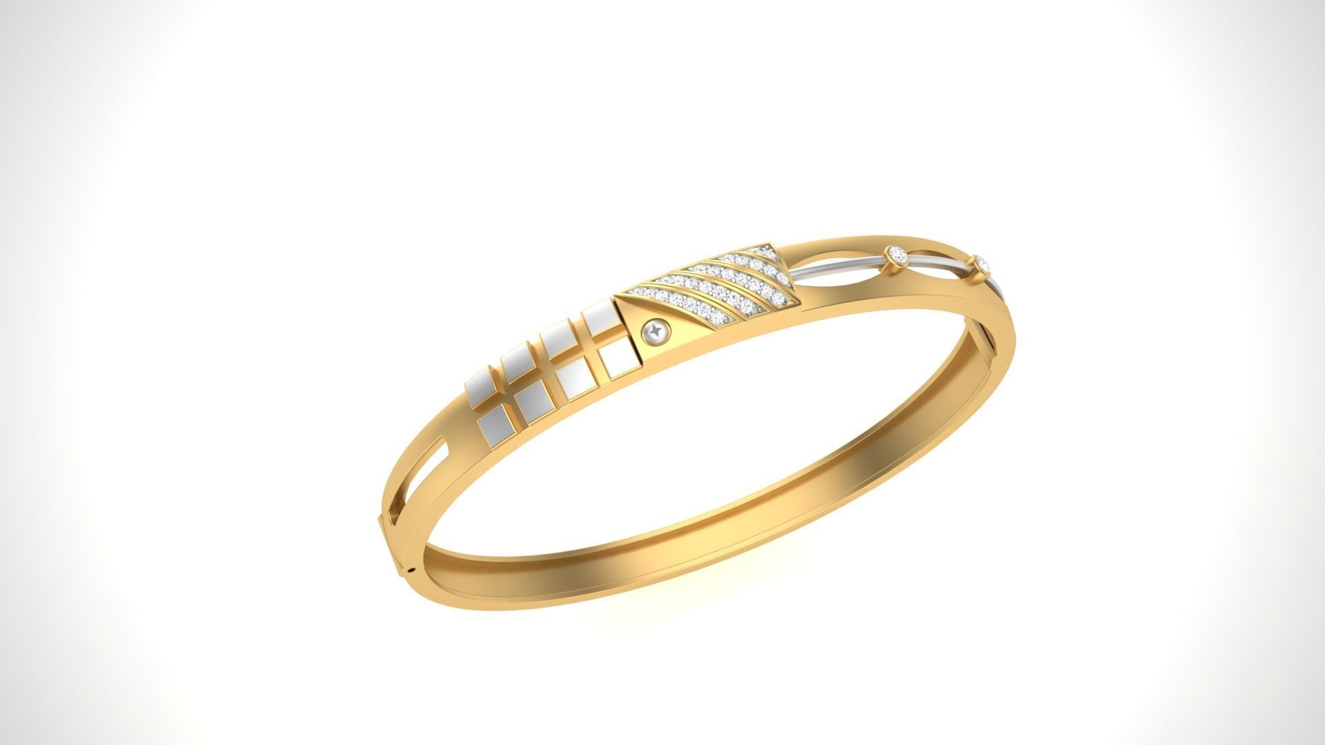 Bangles 3dm STL OBJ FBX Renders details gold bangle with diam... 3D print model_2
