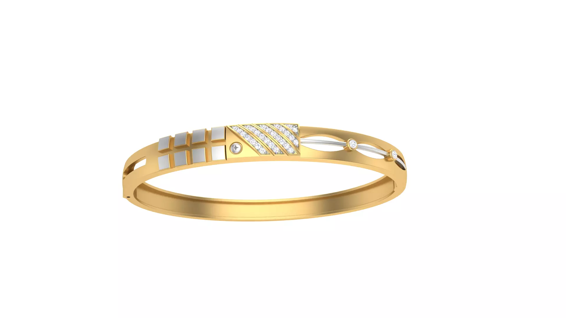Bangles 3dm STL OBJ FBX Renders details gold bangle with diam... 3D print model_0
