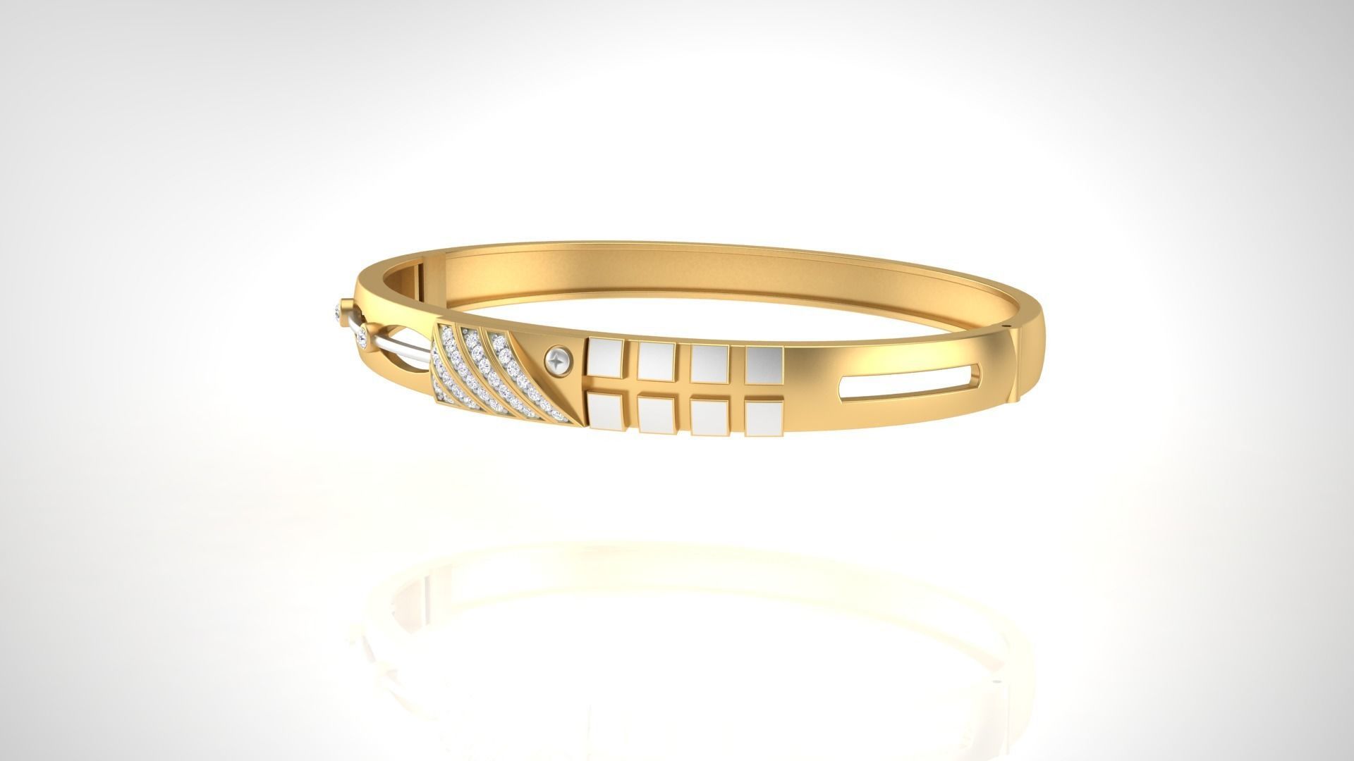 Bangles 3dm STL OBJ FBX Renders details gold bangle with diam... 3D print model_4