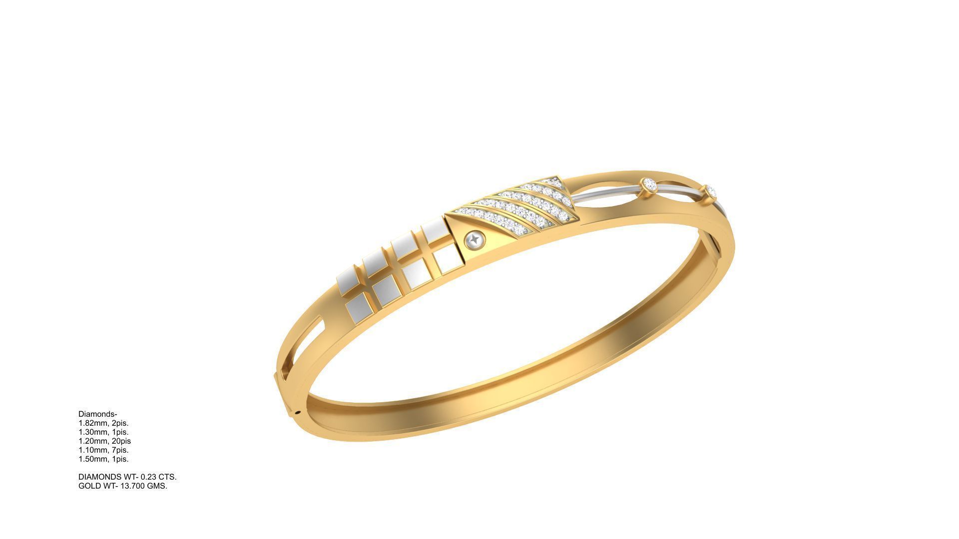 Bangles 3dm STL OBJ FBX Renders details gold bangle with diam... 3D print model_1