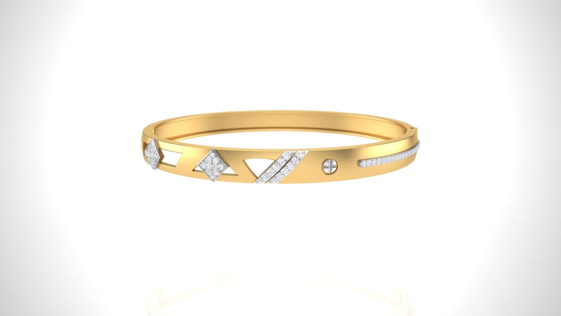 Bangles 3dm STL OBJ FBX Renders details gold bangle with diam... 3D print model_4