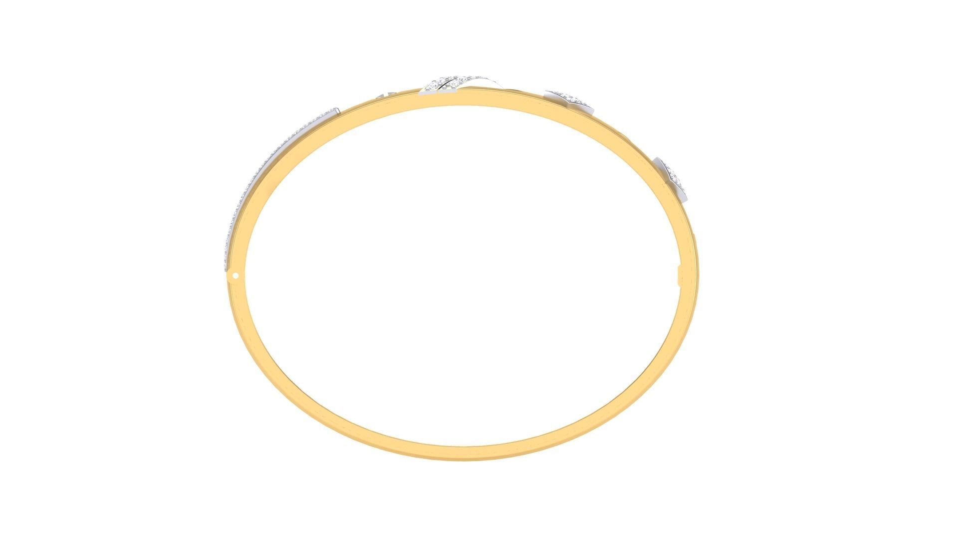 Bangles 3dm STL OBJ FBX Renders details gold bangle with diam... 3D print model_3