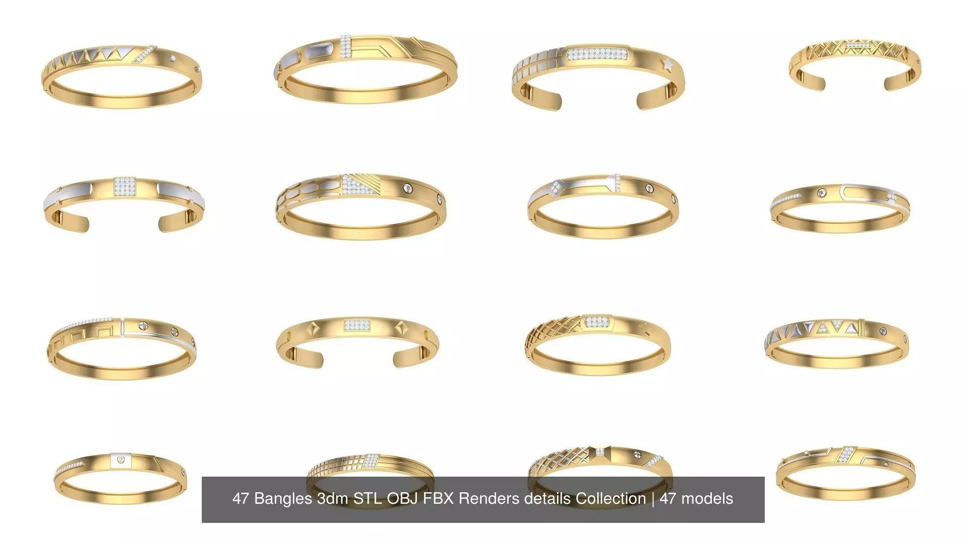 47 Bangles 3dm STL OBJ FBX Renders details Collection _1