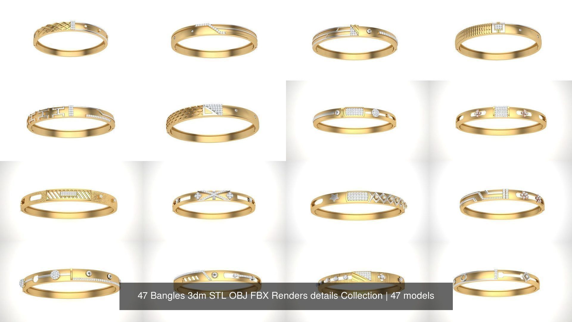47 Bangles 3dm STL OBJ FBX Renders details Collection _3