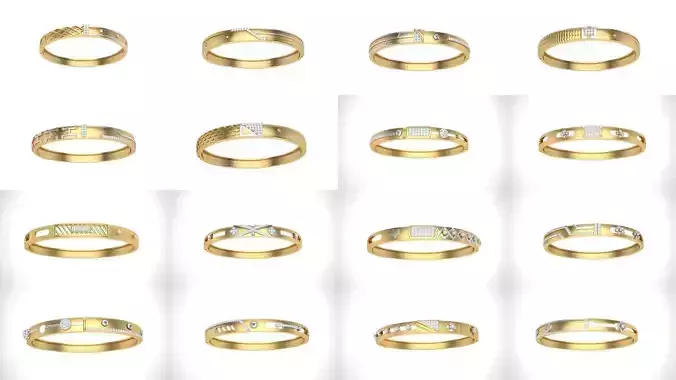 47 Bangles 3dm STL OBJ FBX Renders details Collection 