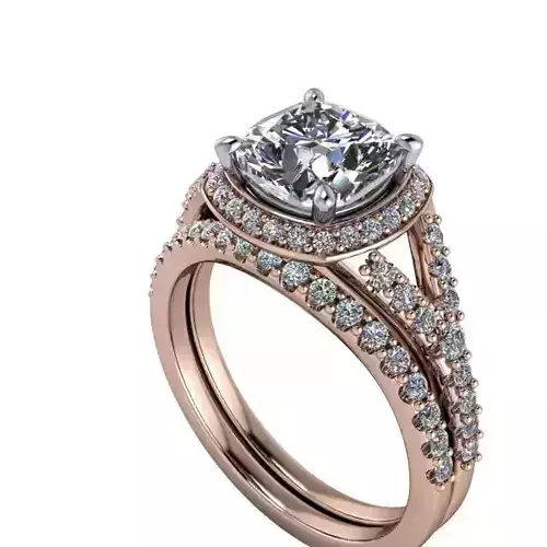 Modern Cushion Square cut split Bridal Wedding Band design