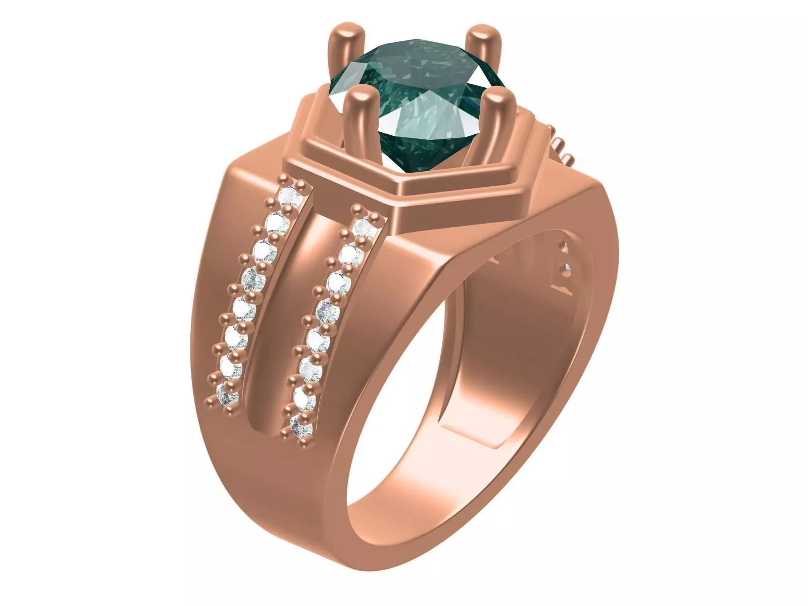 Round Stone Signet Ring For Men 3D print model