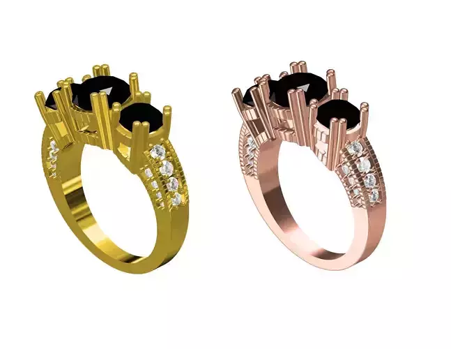 3 Black Diamond Engagement Ring For Women